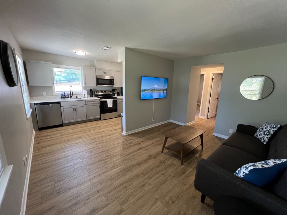 Comfortable living room with smart TV